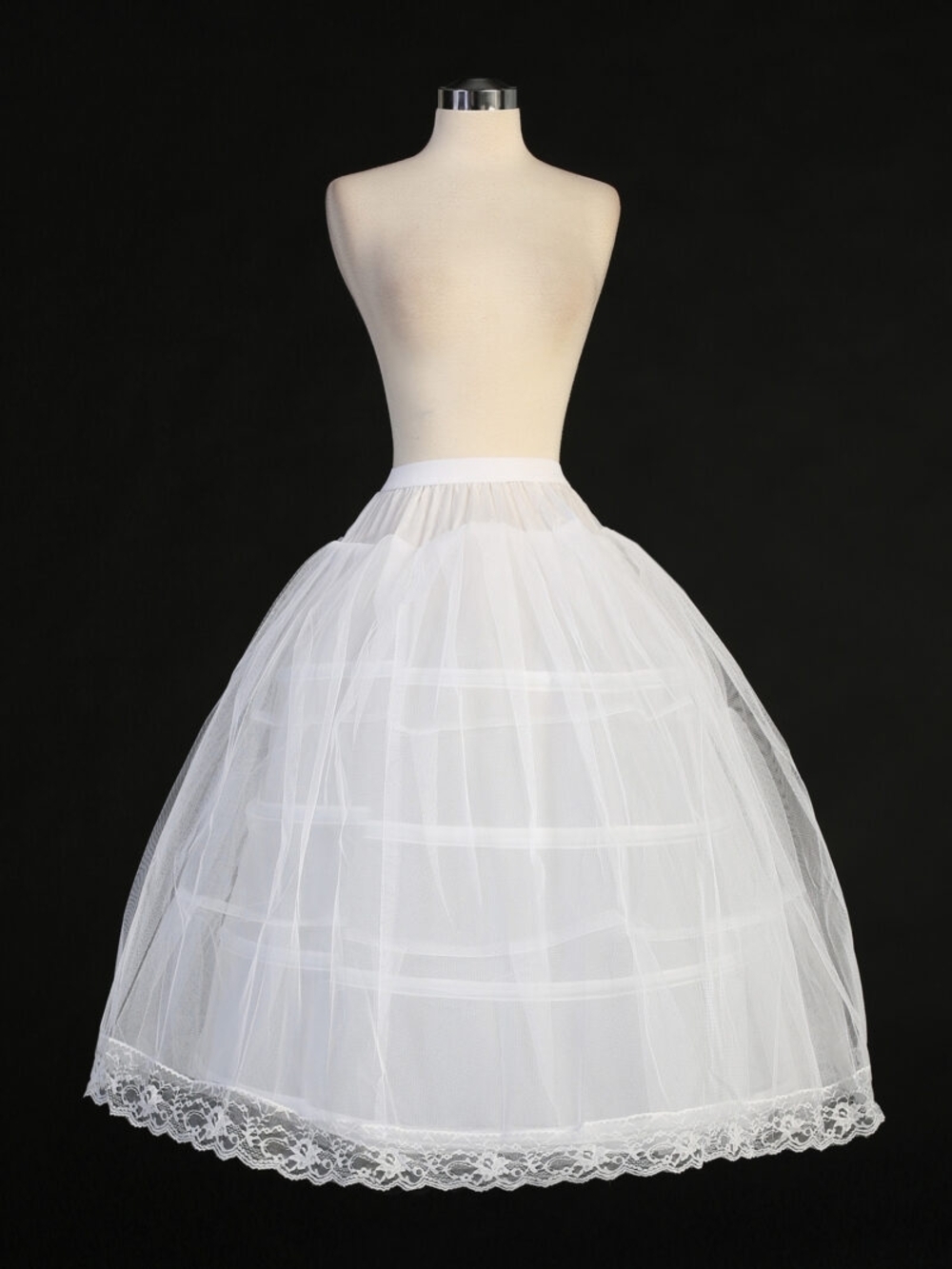 White Crinoline Petticoat Skirt with Lace Hem